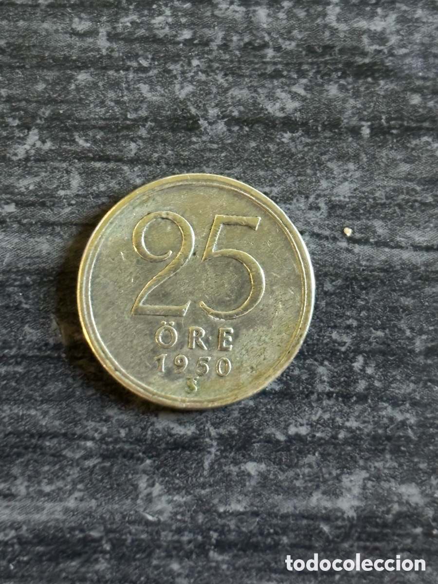 Monedas antiguas de Europa: 25 &Ouml;re 1950 Suecia &ndash; moneda antigua escandinava
