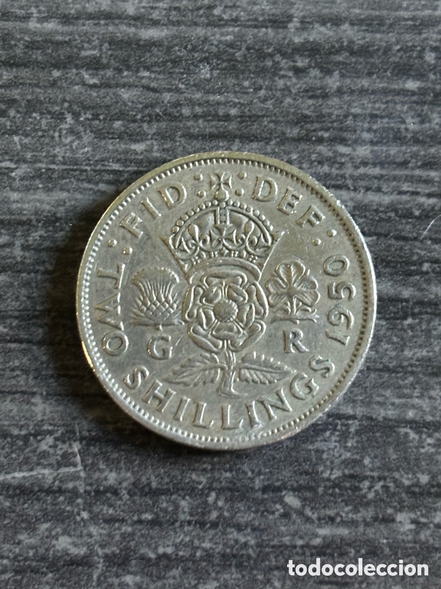 Monedas antiguas de Europa: Two Shillings 1950 Reino Unido &ndash; moneda inglesa