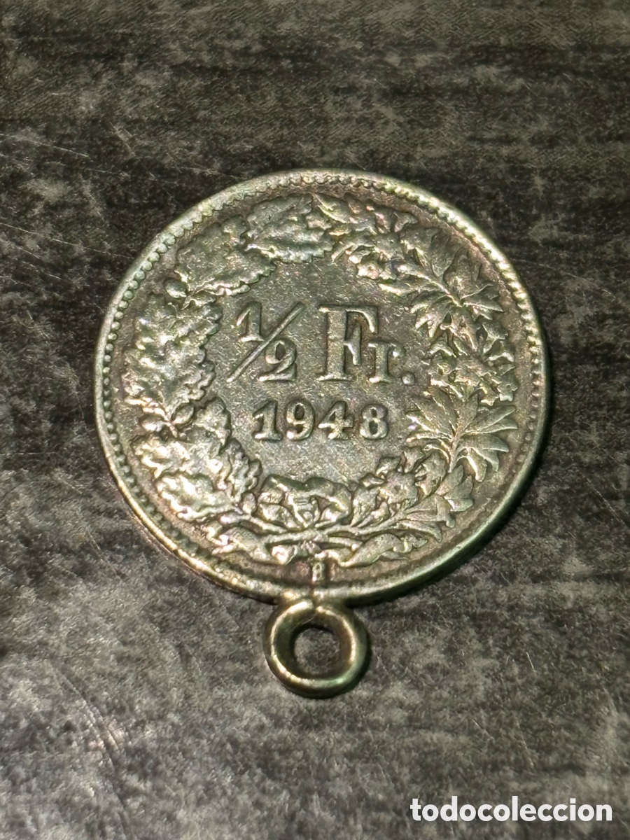Monedas antiguas de Europa: 1/2 Franco Suizo 1948 moneda antigua Suiza