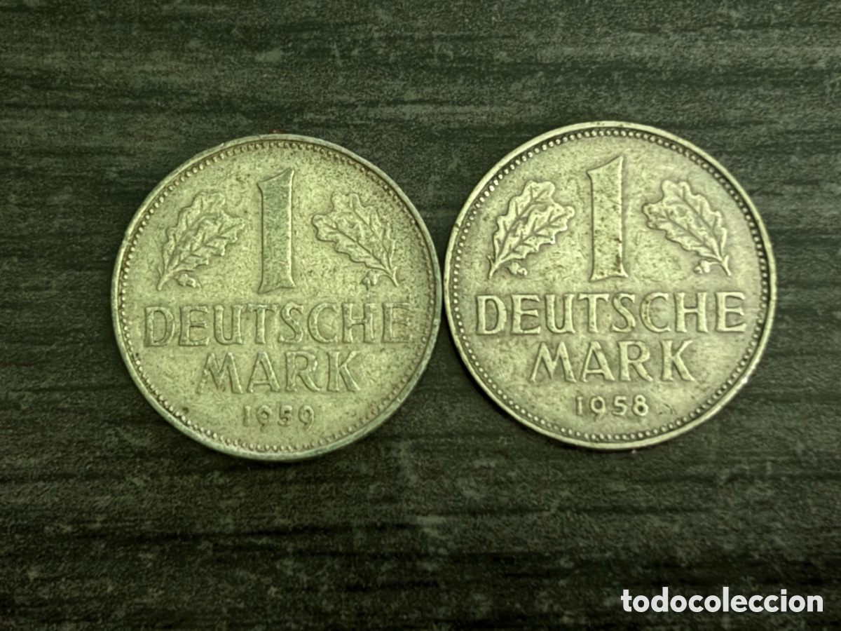 Monedas antiguas de Europa: 2 Monedas 1 Deutsche Mark Alemania 1958-1959