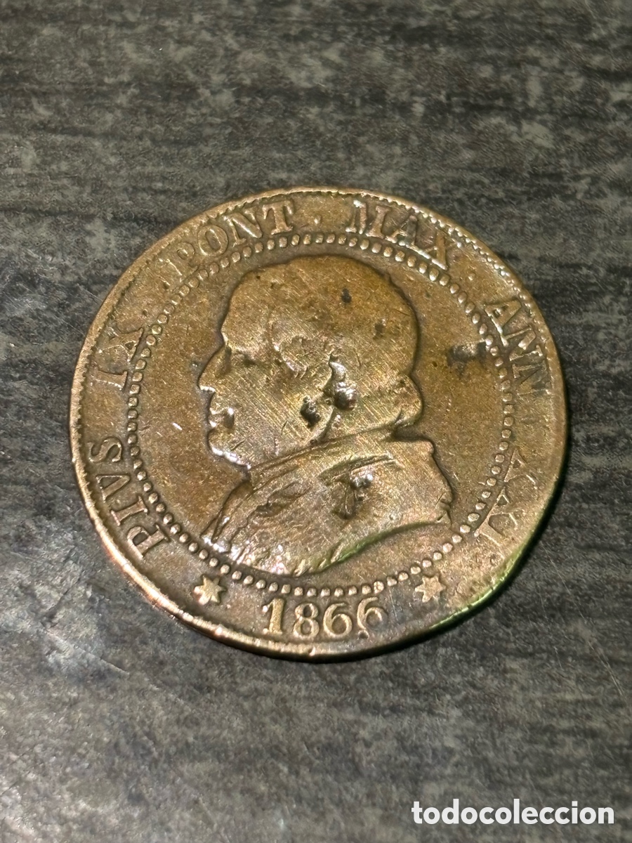 Monedas antiguas de Europa: Moneda Vaticano 1 Soldo 1866 Estados Pontificios
