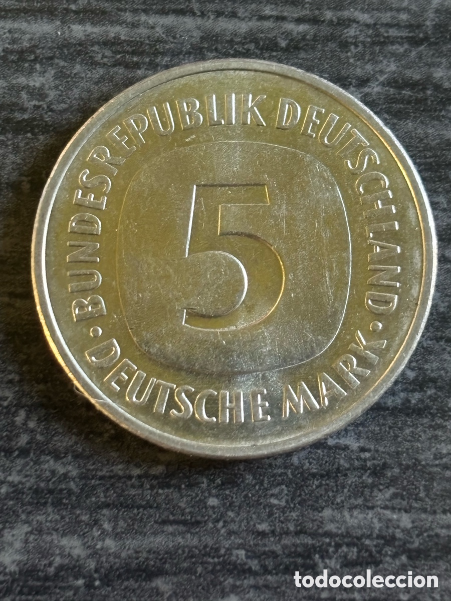 Monedas antiguas de Europa: 5 Deutsche Mark 1975 G Alemania plata moneda