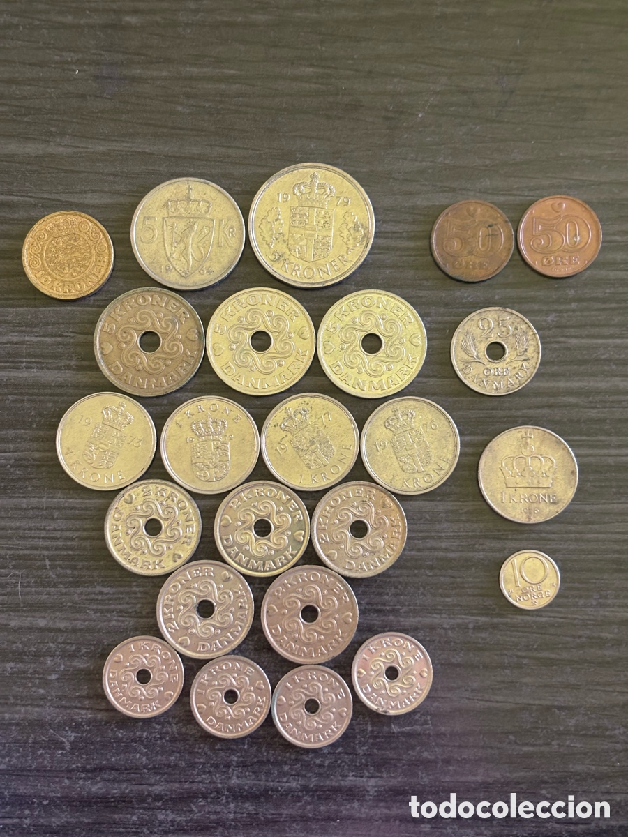 Monedas antiguas de Europa: Lote monedas Dinamarca y Noruega