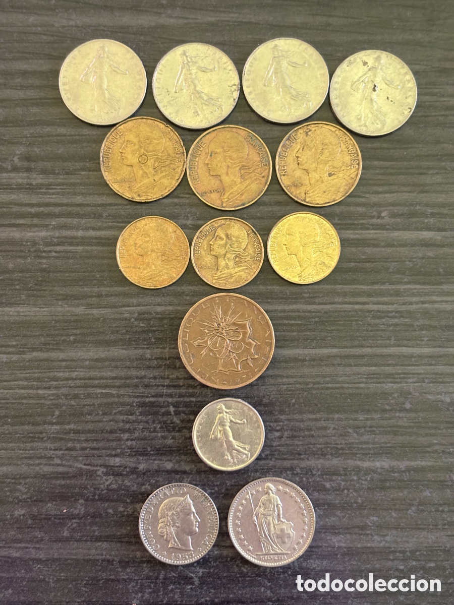 Monedas antiguas de Europa: Lote monedas antiguas Francia y Suiza