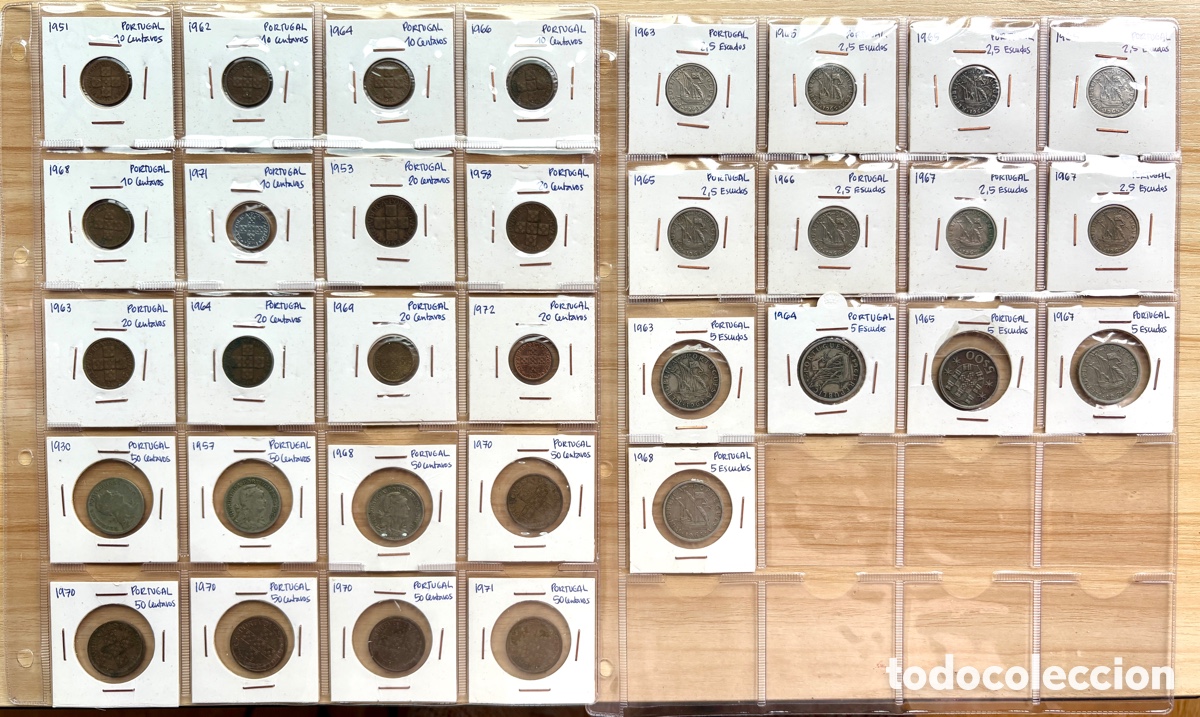 Monedas antiguas de Europa: Lote de 33 Monedas de Portugal Pre-Euro (1930&ndash;1972) &ndash; 50 Centavos 1930 &ndash; Colecci&oacute;n Numism&aacute;tica