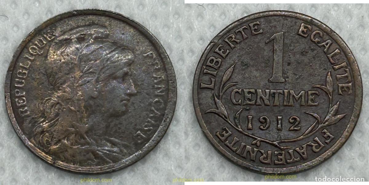Monedas antiguas de Europa: 3717 FRANCIA 1912 Francia 1 C&eacute;ntimo Daniel Dupuis 1912