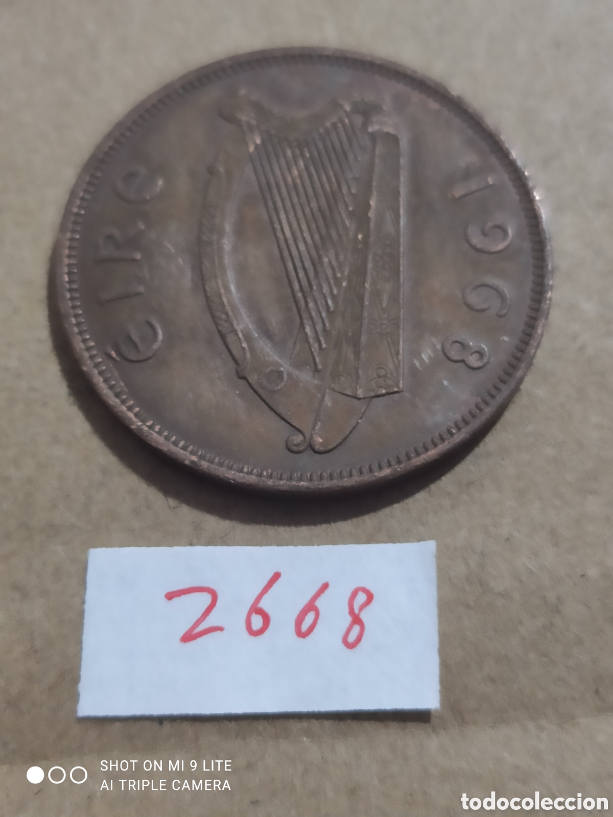 Monedas antiguas de Europa: 1 libra irlandesa a&ntilde;o 1968