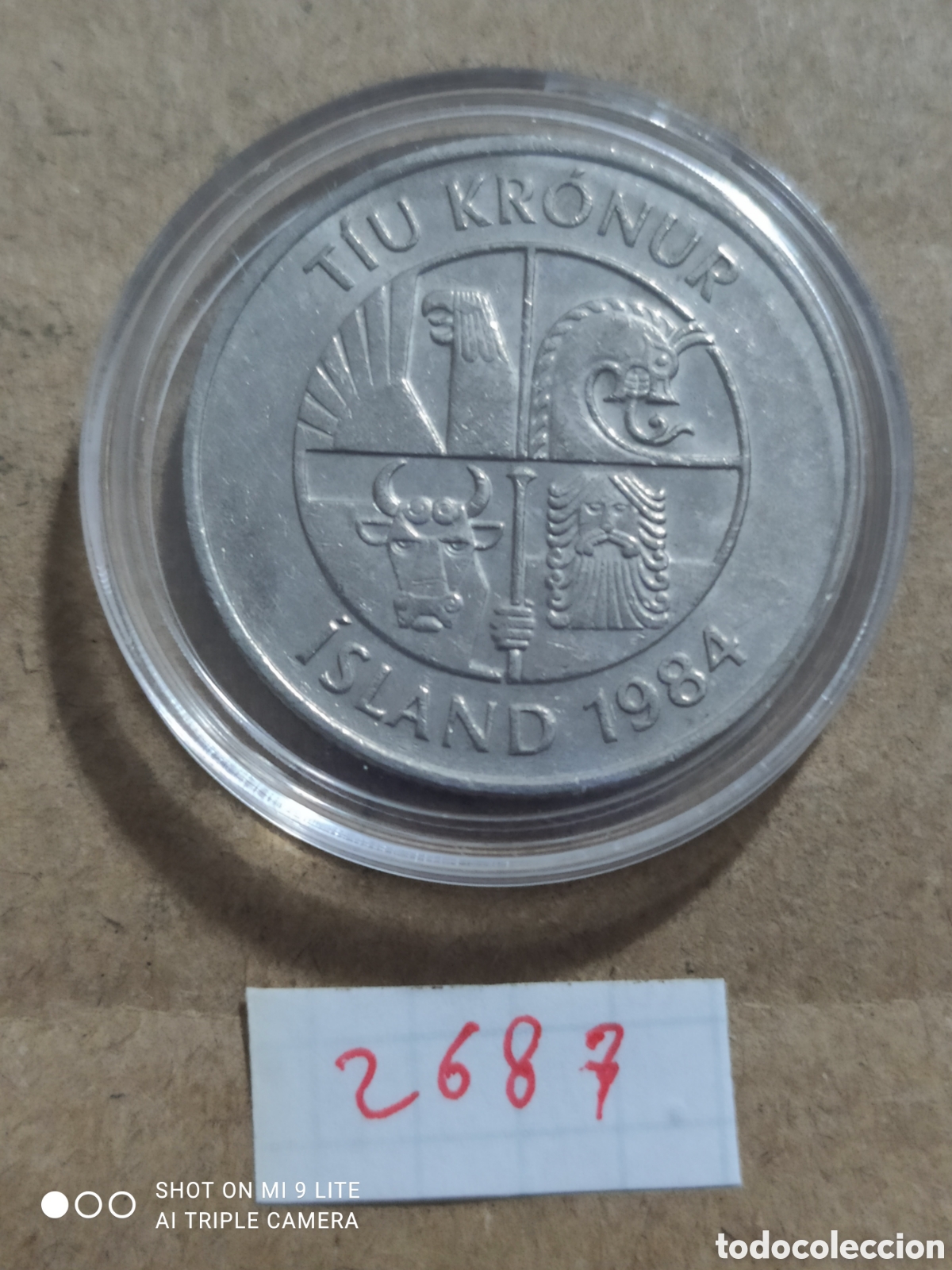 Monedas antiguas de Europa: 10 korona de Islandia a&ntilde;o 1984