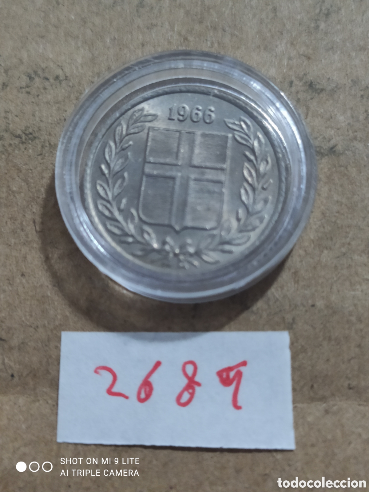 Monedas antiguas de Europa: 25 aurar de Islandia a&ntilde;o 1966