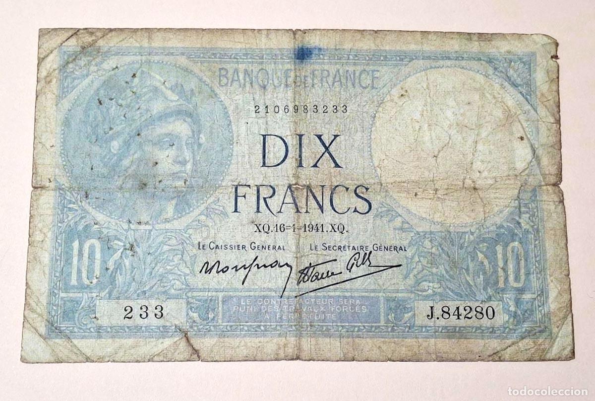 Monedas antiguas de Europa: Francia 10 Francos Minerva 16/1/1941. Dix francs