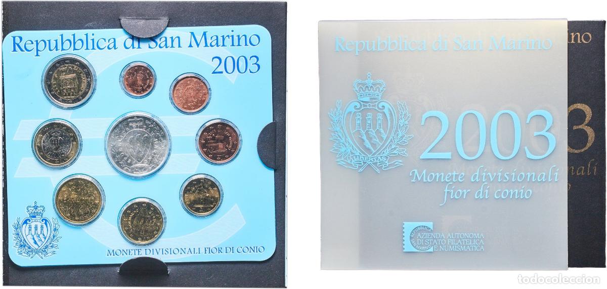 Monedas antiguas de Europa: San Marino 2003 R Euro set with 9 coins (Independence, Tolerance, Liberty 5 euros Silver weight 18g