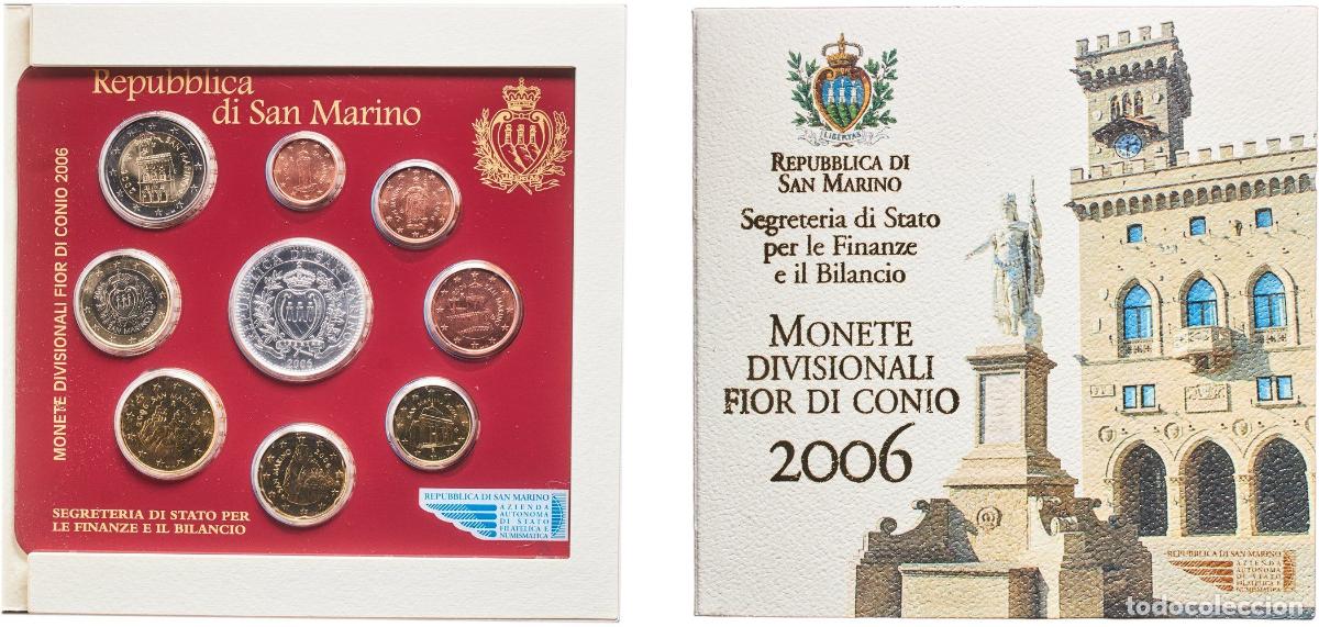 Monedas antiguas de Europa: San Marino Republic 2006 R Euro set with 9 coins (1st type, 1st map , Silver weight 18gr) BU