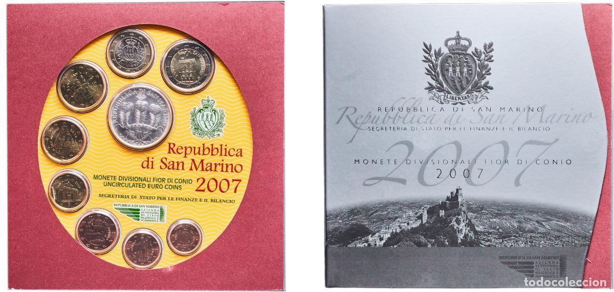 Monedas antiguas de Europa: San Marino Republic 2007 R Euro set with 9 coins (1st type, 1st map , Silver weight 18gr) BU