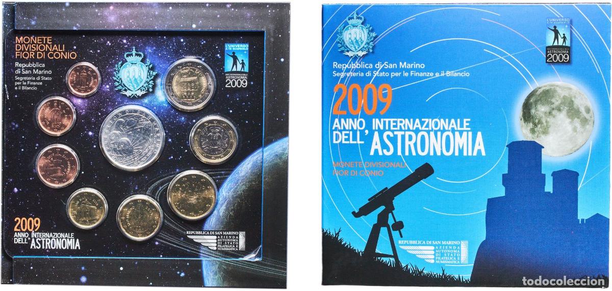 Monedas antiguas de Europa: San Marino Republic 2009 R Euro set with 9 coins (1st type, 2nd map , Silver weight 18gr) BU