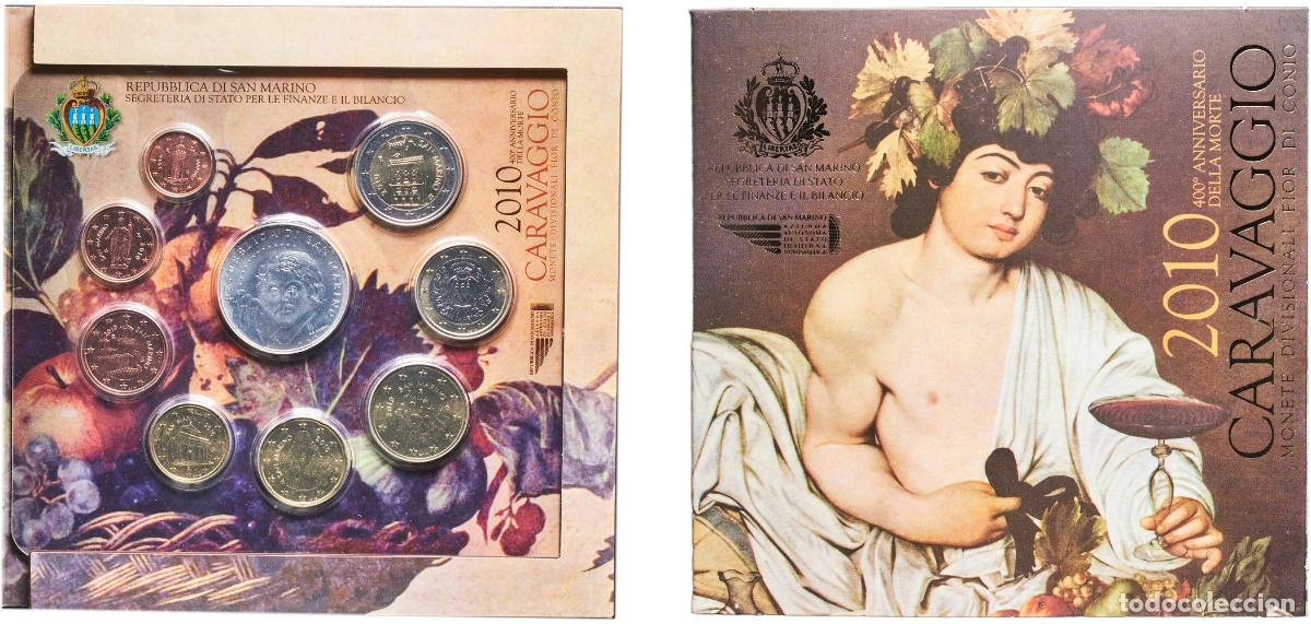 Monnaies anciennes de Europe: San Marino Republic 2010 R Euro set with 9 coins (1st type, 2nd map , Silver weight 18gr) BU