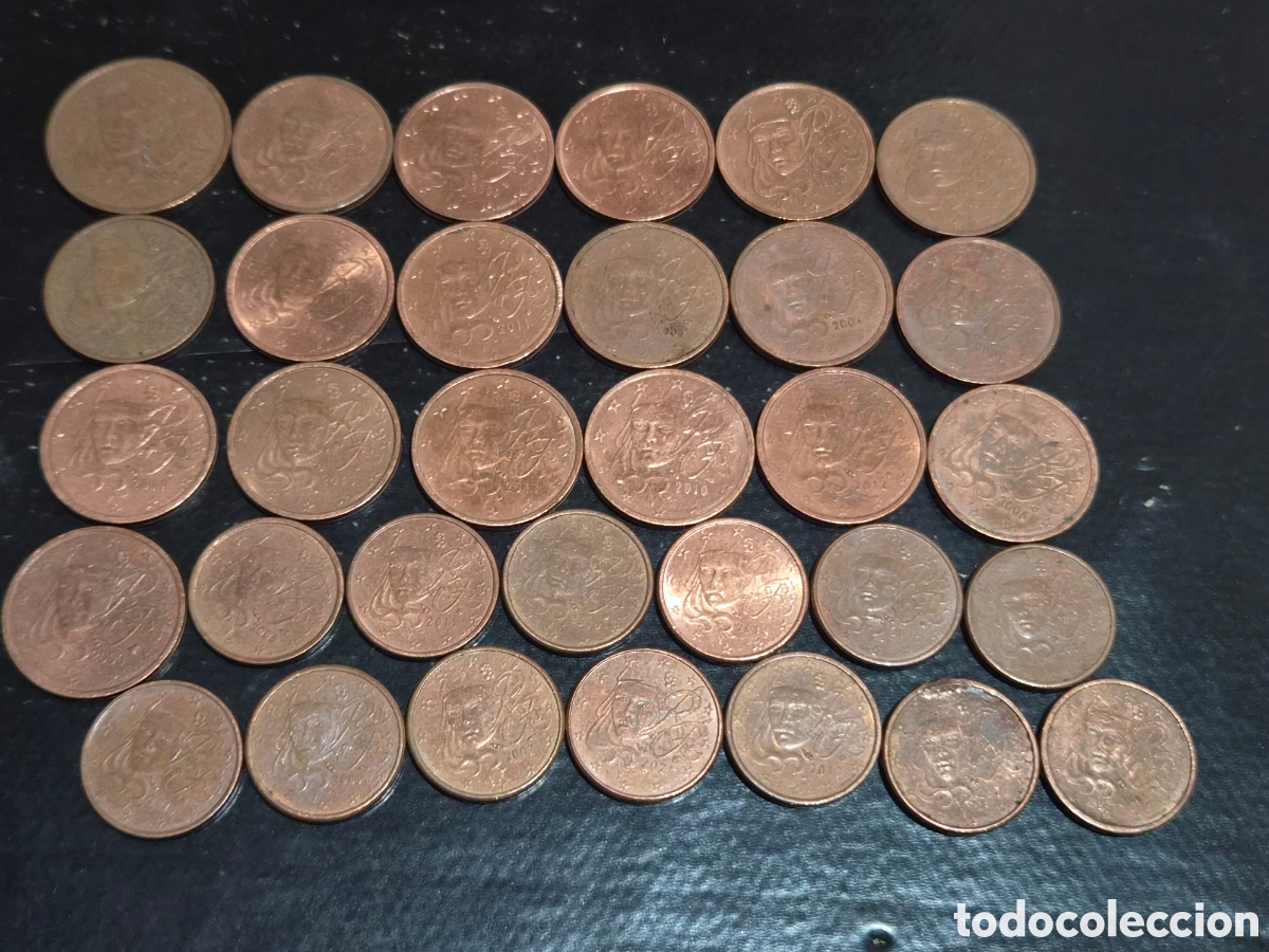 Monnaies anciennes de Europe: LOTE DE MONEDAS DE 1 Y 2 C&Eacute;NTIMOS DE FRANCIA DIFERENTES A&Ntilde;OS