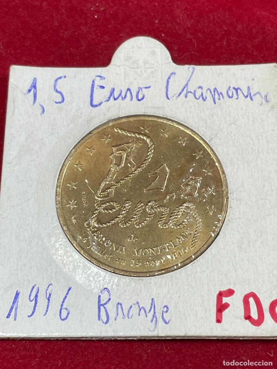 Monedas antiguas de Europa: Moneda Ensayo 1,5 Euro 1996 Chamonix Mont-Blanc. Gu&iacute;as Chamonix. Bronce. Flor de Cu&ntilde;o (FDC)