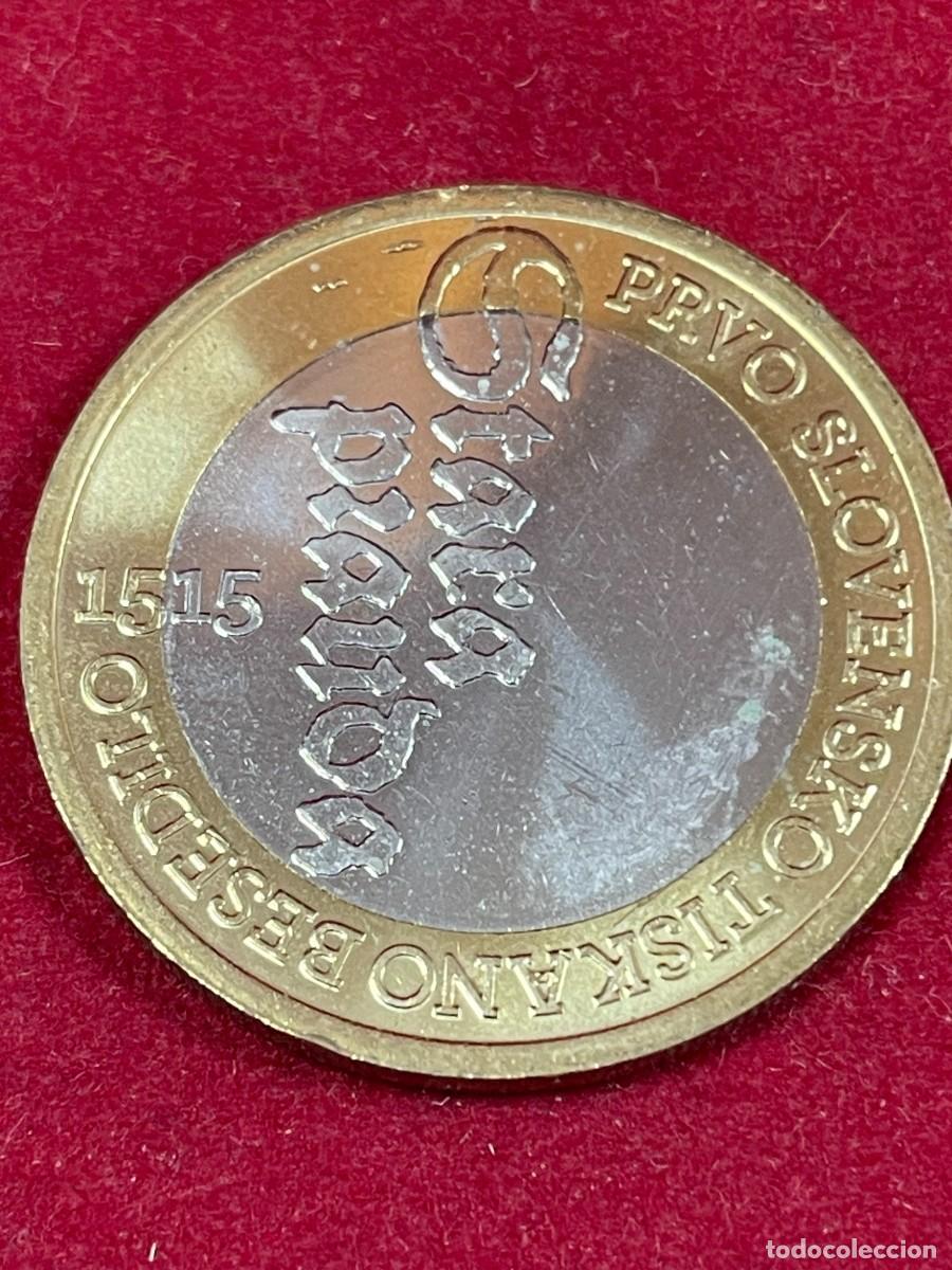 Monedas antiguas de Europa: Moneda 3 Euro 2015 Eslovenia. Primer Texto Impreso Esloveno 1515. Bimet&aacute;lica. Excelente (EBC+)