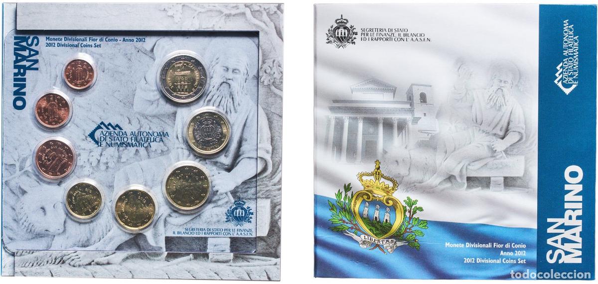 Monedas antiguas de Europa: San Marino Republic 2012 R Euro set with 8 coins (1st type, 2nd map) BU