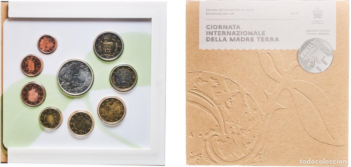 Monedas antiguas de Europa: San Marino Republic 2016 R Euro set with 9 coins (1st type, 2nd map , Silver weight 18gr) BU