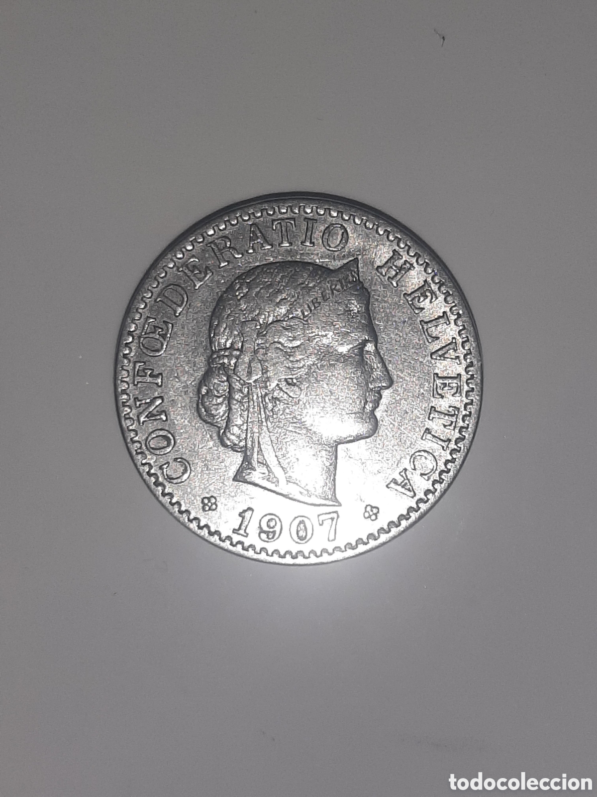 Monedas antiguas de Europa: SUIZA 20 CENT. 1907 B NIQUEL