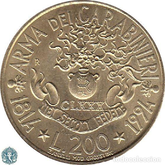 Monedas antiguas de Europa: ITALIA 200 Liras 1994 conmemorativa 180 aniversario de los Carabinieri KM#164