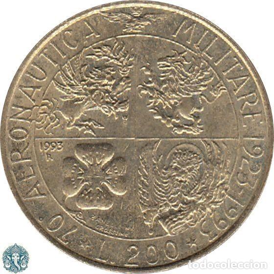 Monedas antiguas de Europa: ITALIA 200 Liras 1993 conmemorativa 70 aniversario Aviacion Militar KM#155