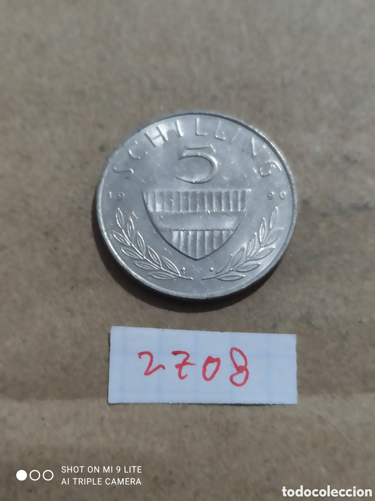 Monedas antiguas de Europa: 5 chelines subrayados de 1990