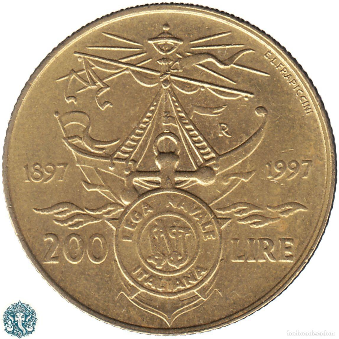 Monedas antiguas de Europa: ITALIA 200 Liras 1997 100 a&ntilde;os Liga Naval Italiana KM#186