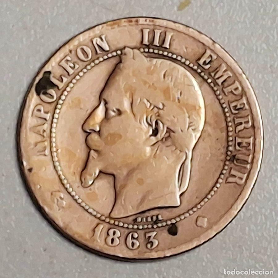 Monedas antiguas de Europa: 1863, 10 c&eacute;ntimos de Francia, Imperio Franc&eacute;s