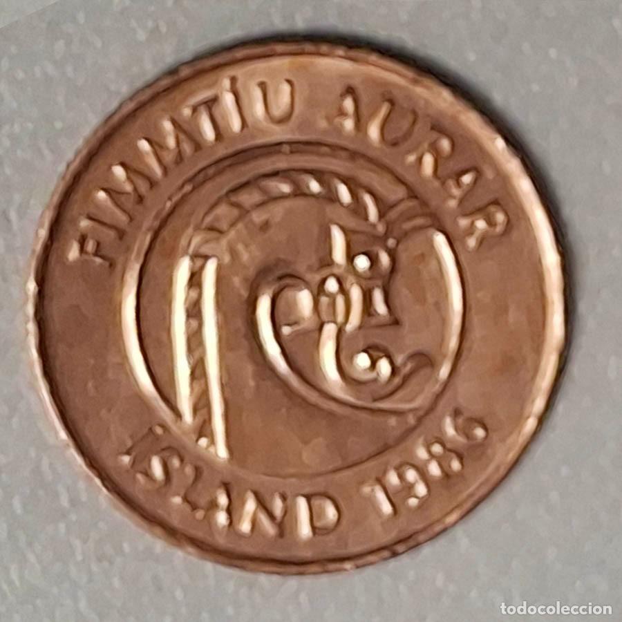 Monedas antiguas de Europa: 50 aurar de Islandia de 1986