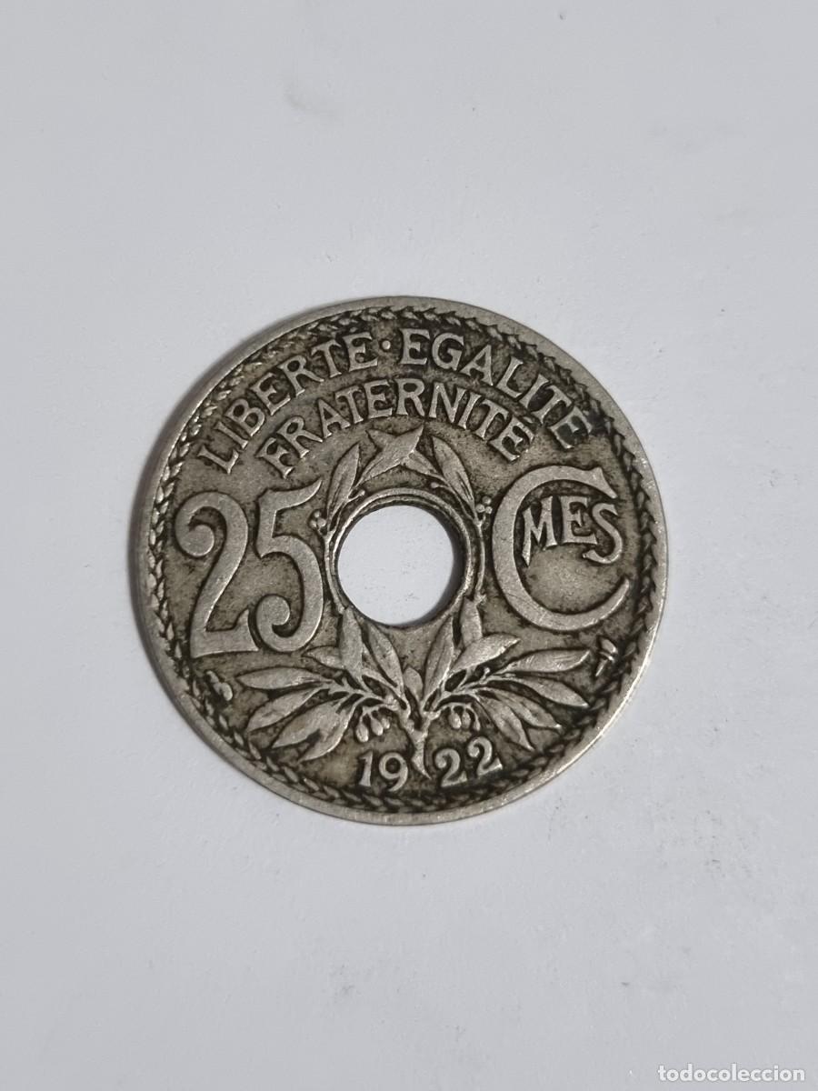 Monedas antiguas de Europa: Antigua Moneda Francia 25 Centimos 1922 Internacional Mundo Coleccionista