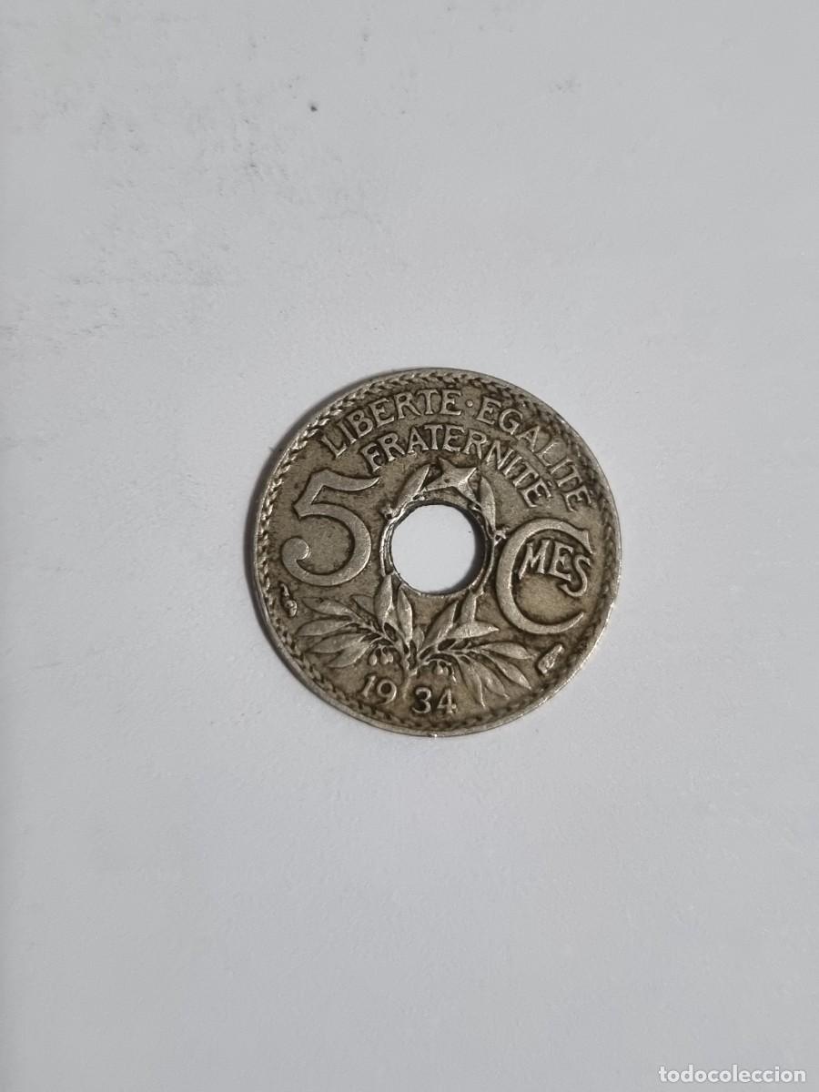 Monedas antiguas de Europa: Antigua Moneda Francia 5 Centimos 1934 Internacional Mundo Coleccionista