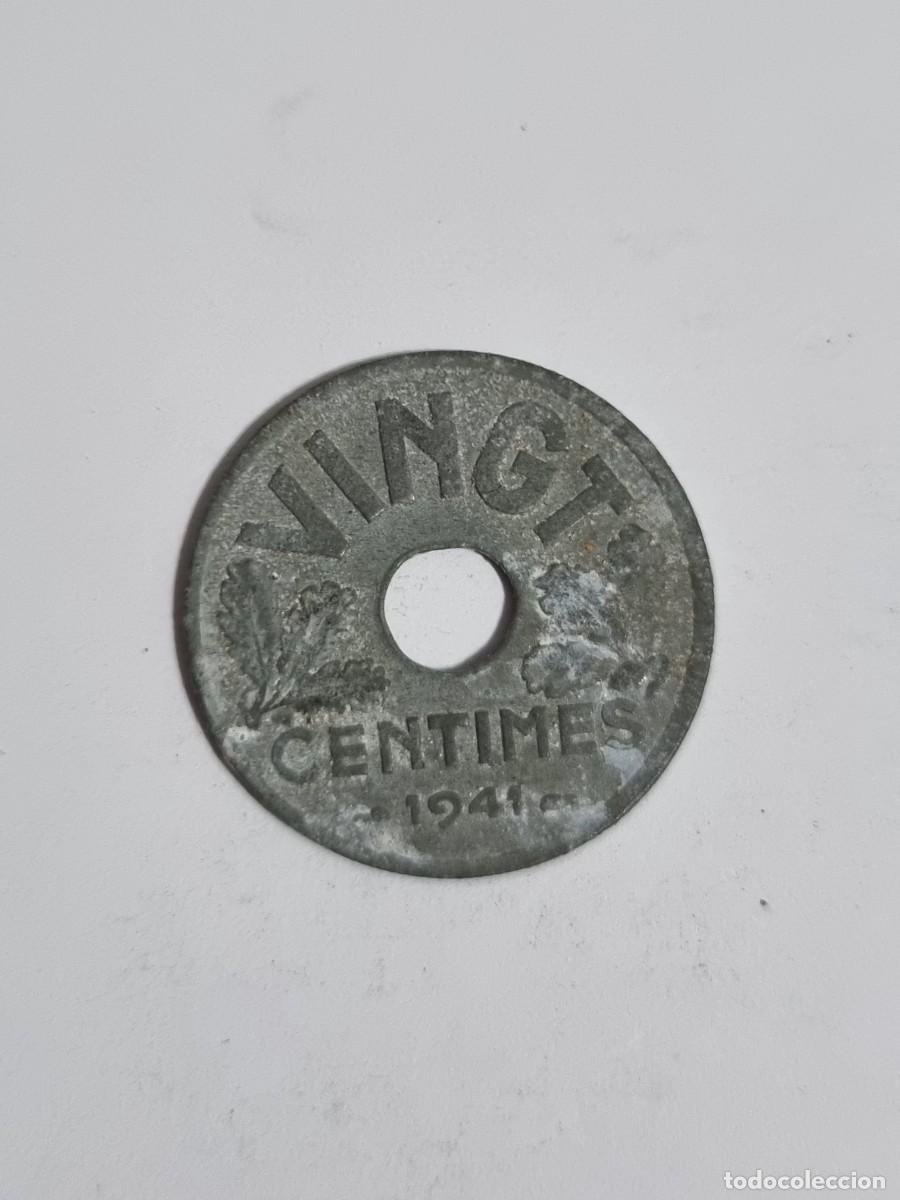 Monedas antiguas de Europa: Antigua Moneda Francia VINGT Centimos 1941 Internacional Mundo Coleccionista