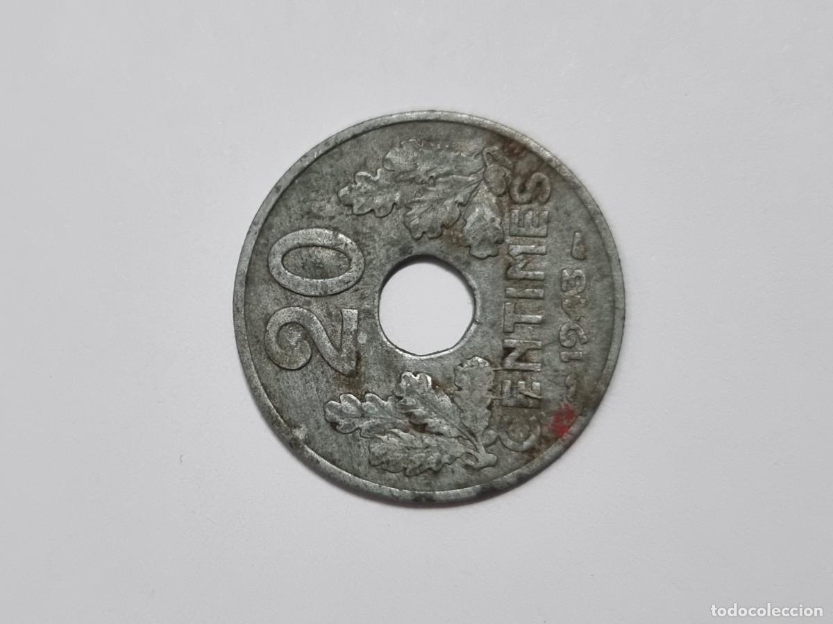 Monedas antiguas de Europa: Antigua Moneda Francia 20 Centimos 1943 Internacional Mundo Coleccionista