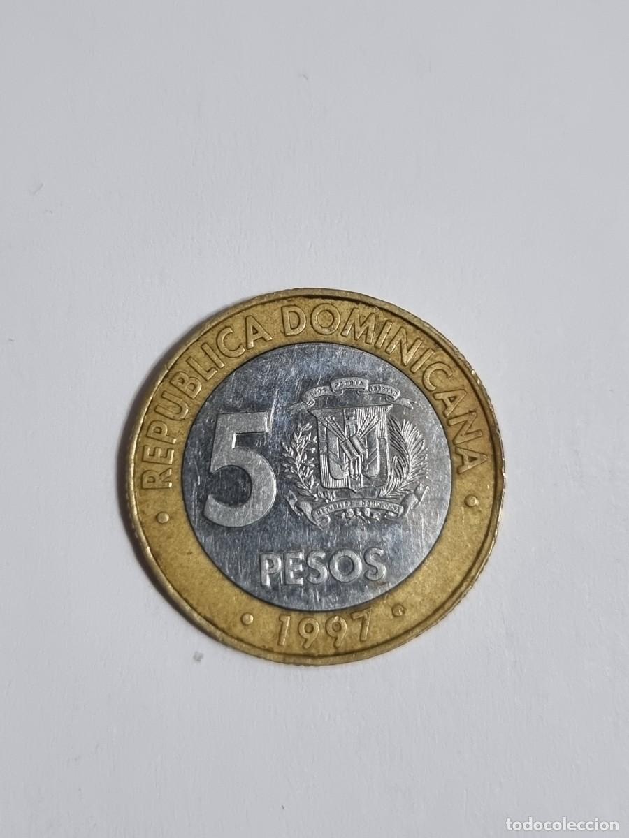 Monedas antiguas de Europa: Moneda Republica Dominicana Aniversario 5 Pesos 1997 Internacional Mundo
