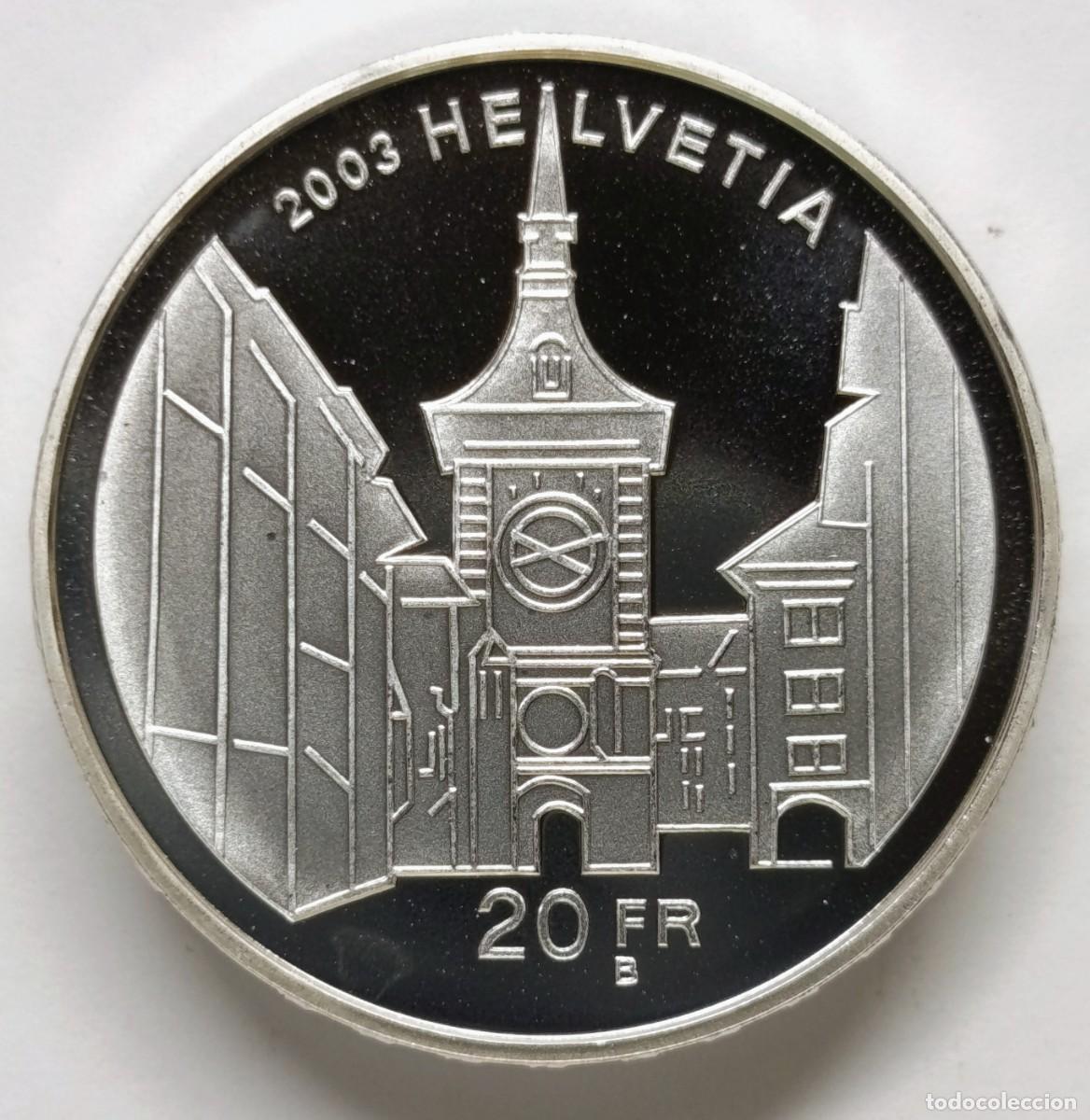 Monedas antiguas de Europa: SUIZA 7 MONEDAS DE 20 FRANCOS. 2001, 2002 Y 2003. 20 GR. DE PLATA 0,835. SIN CIRCULAR (FDC). ESCASAS
