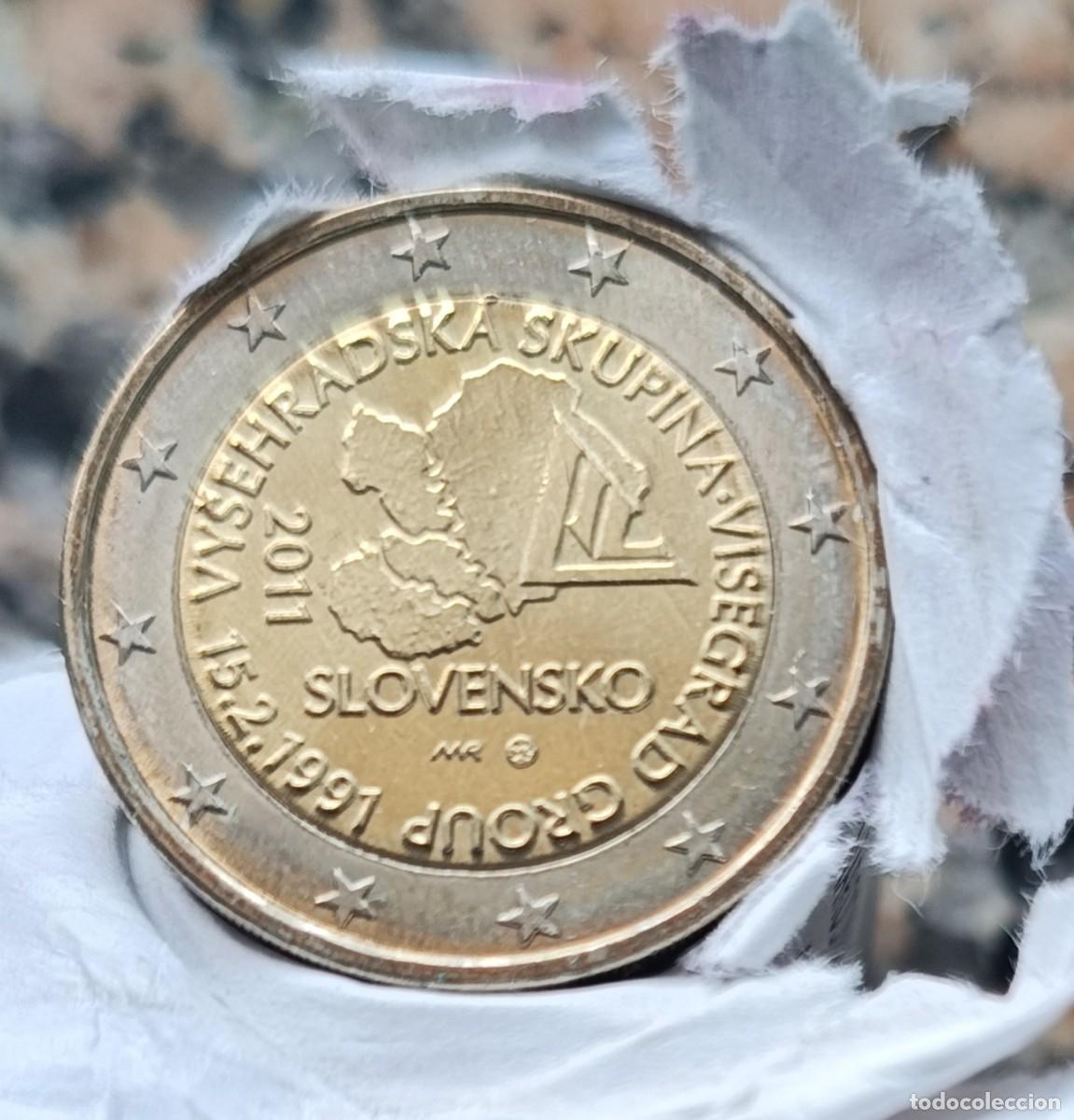 Monedas antiguas de Europa: Moneda de Slovensko conmemorativa 20 Aniversario grupo Visegrad 2&euro;,a&ntilde;o 2011 sin circular de cartucho