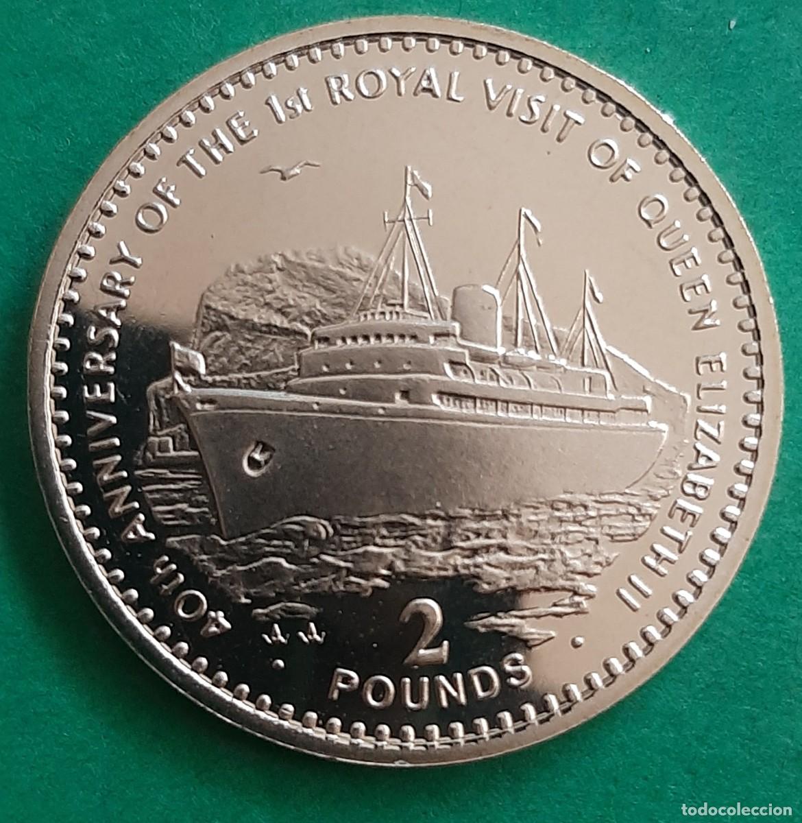 Monedas antiguas de Europa: (GIBRALTAR)(1994)(VIRENIO) 2 POUND 40 TH VISITA DE ELIZABETH II. MUY ESCASA. SOLO 5.000 UNIDADES