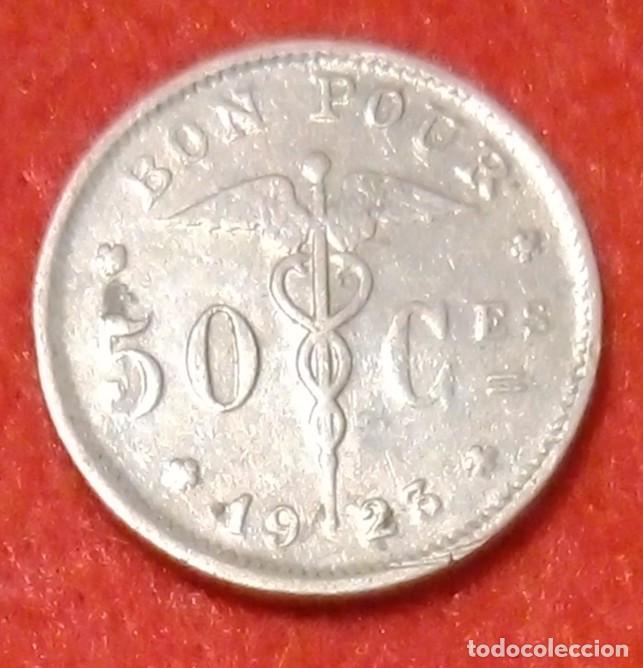 Monedas antiguas de Europa: MONEDA DE B&Eacute;LGICA 1923 - 50 C&Eacute;NTIMOS - N&Iacute;QUEL