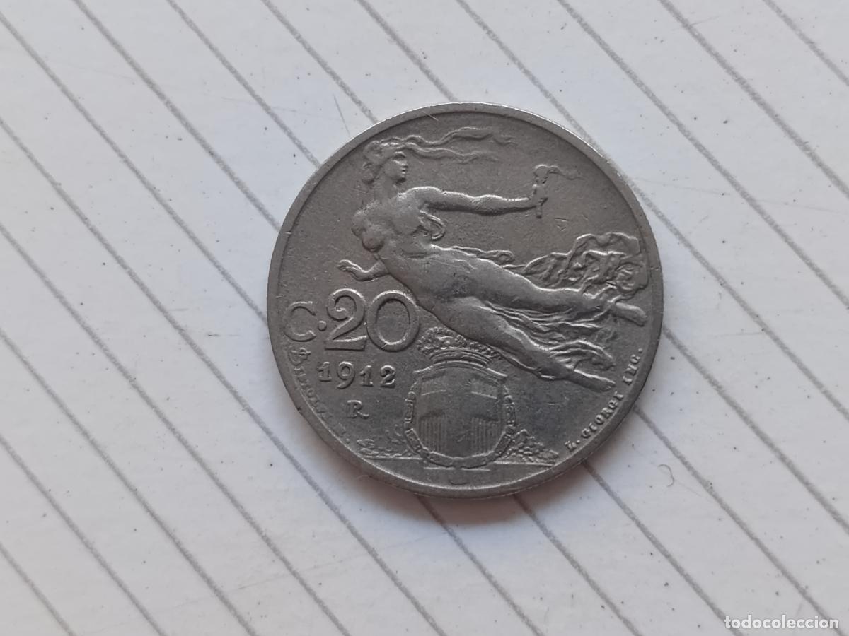 Monedas antiguas de Europa: ITALIA 20 Cent&eacute;simos 1912 Vittorio Emanuele III