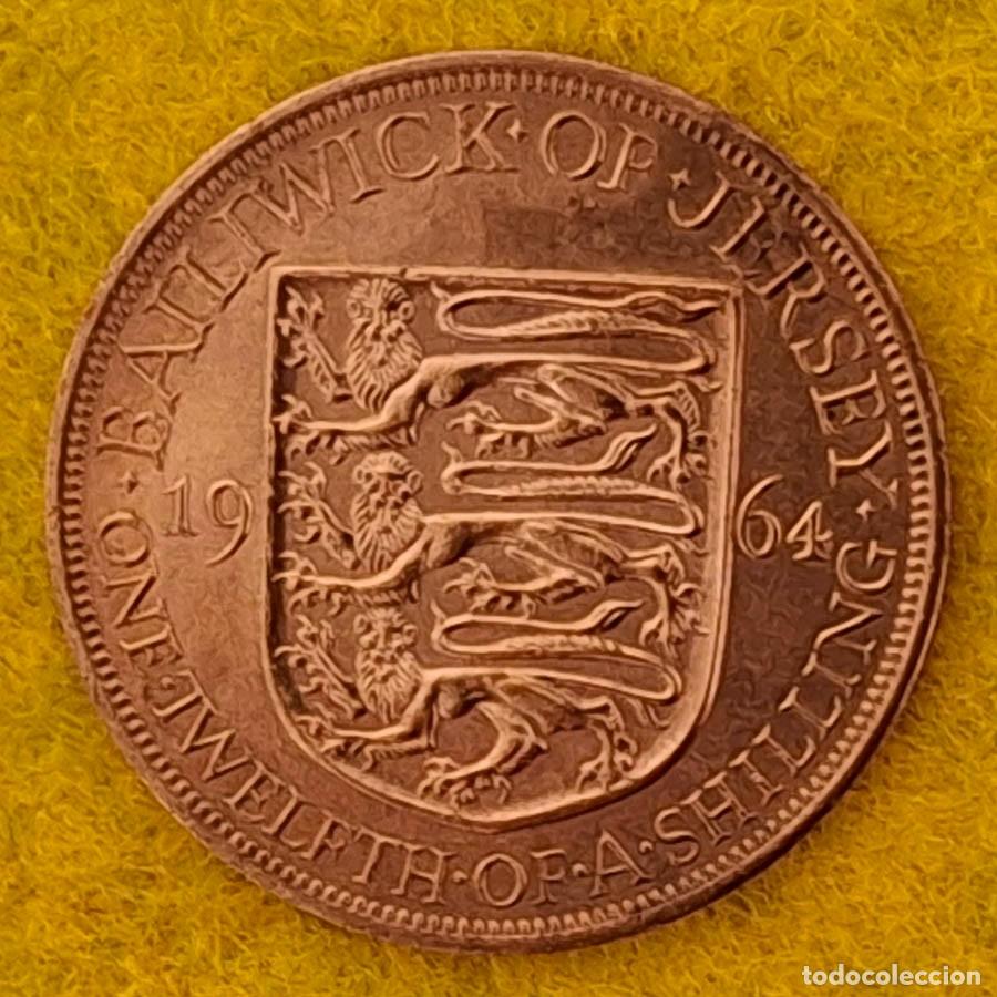 Monedas antiguas de Europa: 1/12 de chel&iacute;n emitida por el Bailiwick of Jersey en 1964