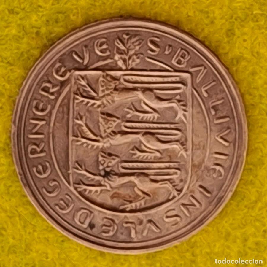 Monedas antiguas de Europa: 8 Doubles de Guernsey de 1956
