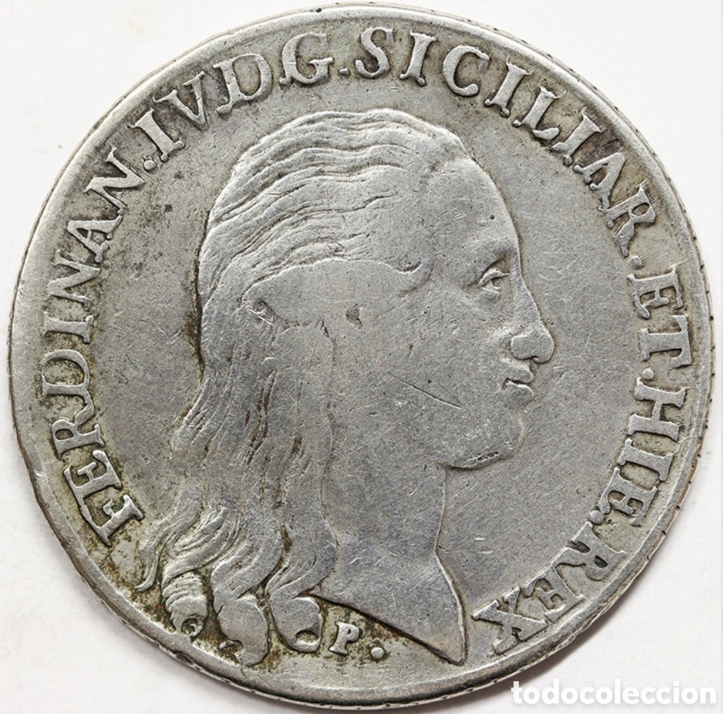 Monedas antiguas de Europa: Piastra de 120 grana en plata reinado de Fernando IV de Borb&oacute;n a&ntilde;o 1795 acu&ntilde;ada en Napoles