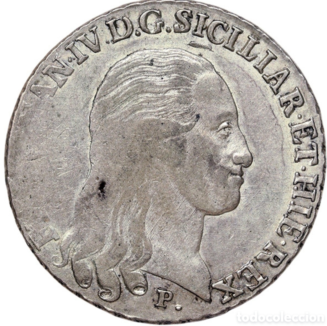 Monedas antiguas de Europa: Piastra de 120 grana en plata reinado de Fernando IV de Borb&oacute;n a&ntilde;o 1798 acu&ntilde;ada en Napoles