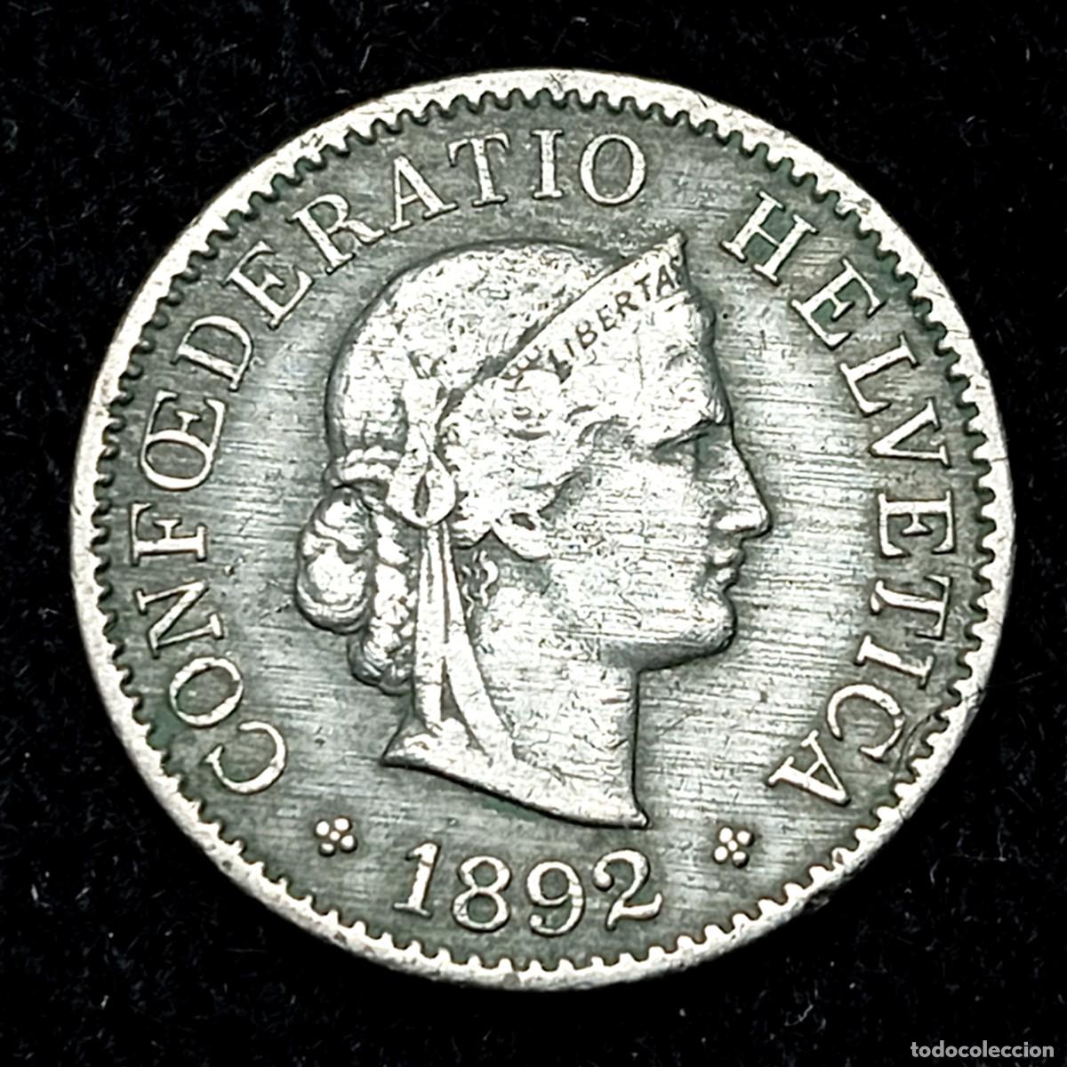 Monedas antiguas de Europa: ⚜️ BBF0 1. Suiza. 5 rappen 1892