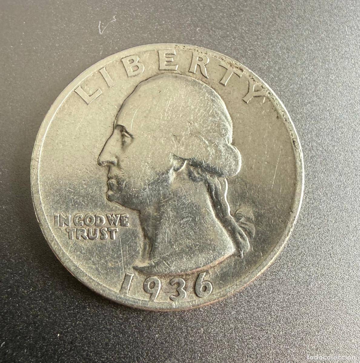 Monedas antiguas de Europa: 25 Centavos de Estados Unidos Plata 1936 Washington Quarter 1/4 Dollar Quarter Dollar