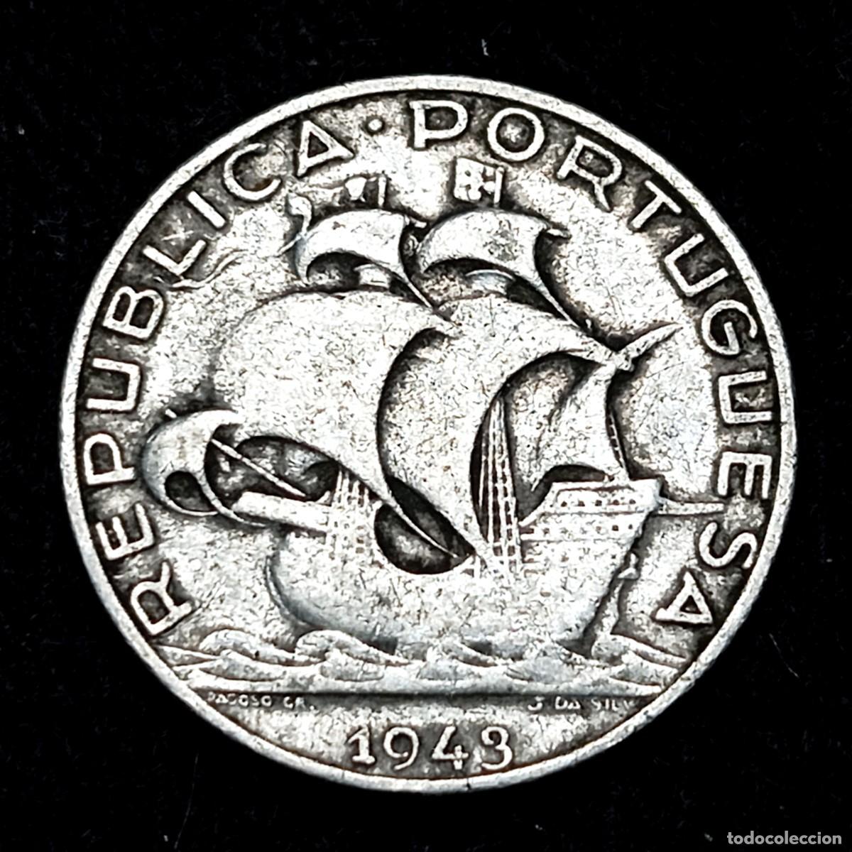 Monedas antiguas de Europa: ⚜️ BBE9 9. Plata. Portugal. 2,50 escudos 1943