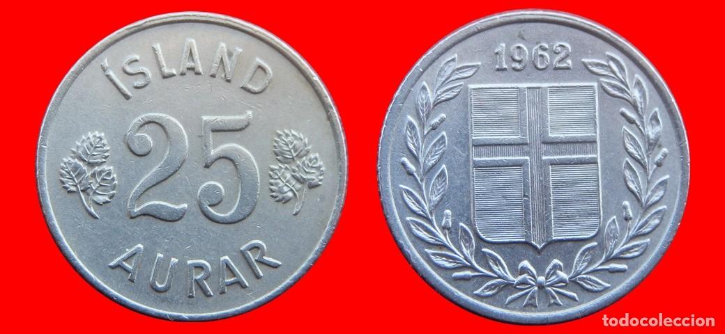Monedas antiguas de Europa: 25 AURAR 1962 ISLANDIA-150150