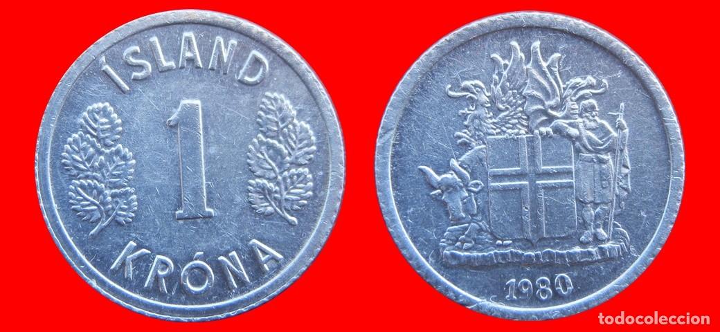 Monedas antiguas de Europa: 1 CORONA 1980 ISLANDIA-150152